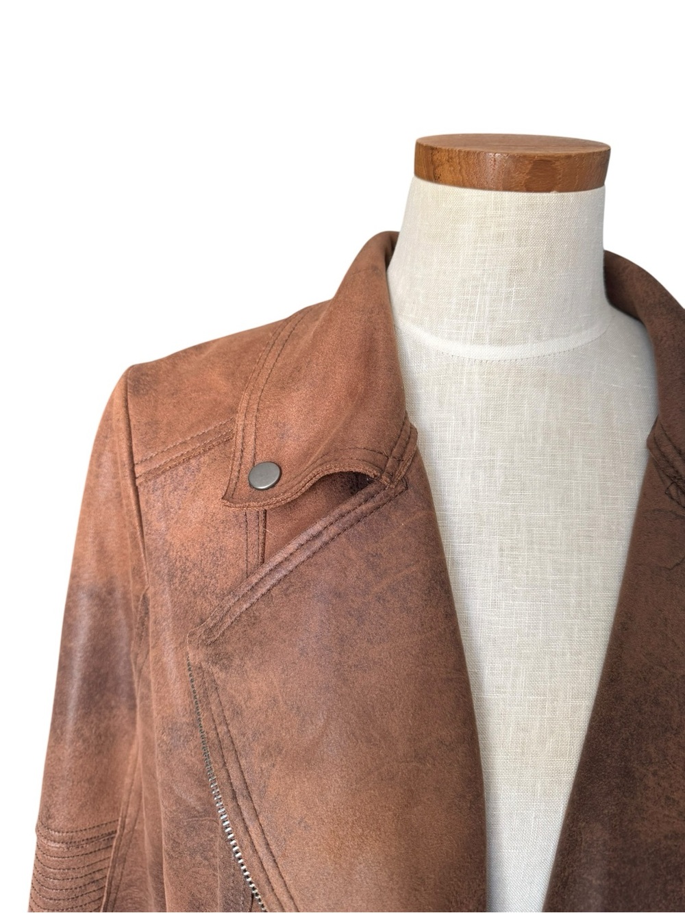 Anthropologie Rustic Brown Faux Leather Bomber Jacket Size L - Picture 4 of 7